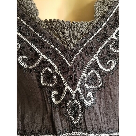 Letarte Hand Made Women’s Embroidered Crochet Boho Long Sleeve Dress Size L T20 - Picture 5 of 8